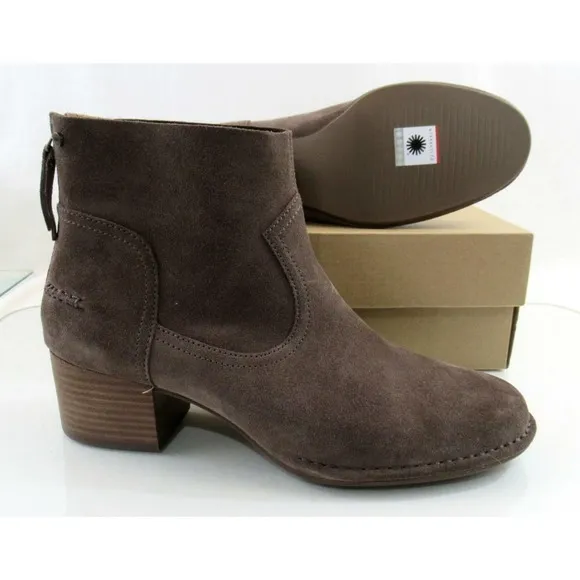 Authentic UGG Bandara Ankle Boot Block Heel Booties Brown Size 10
