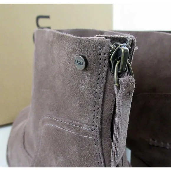 Authentic UGG Bandara Ankle Boot Block Heel Booties Brown Size 10
