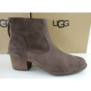 Authentic UGG Bandara Ankle Boot Block Heel Booties Brown Size 10