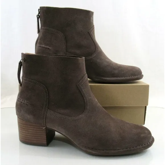 Authentic UGG Bandara Ankle Boot Block Heel Booties Brown Size 10