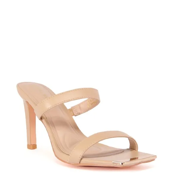 AZALEA WANG Nude Vegan Leather High Heel Sandals