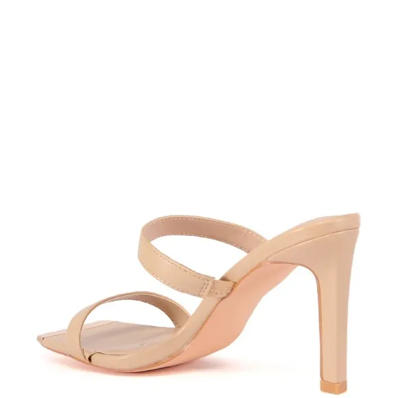 AZALEA WANG Nude Vegan Leather High Heel Sandals