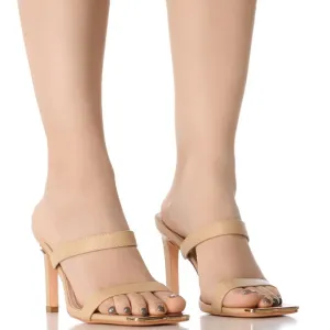 AZALEA WANG Nude Vegan Leather High Heel Sandals