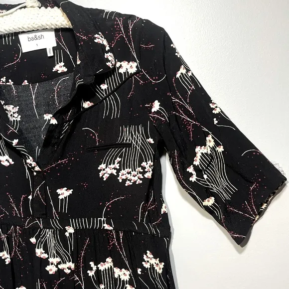 ba&amp;sh 1E18 Kyle Lady Dress noir black S 1 women US 6 floral mini 3661304965081