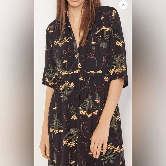 ba&amp;sh 1E18 Kyle Lady Dress noir black S 1 women US 6 floral mini 3661304965081