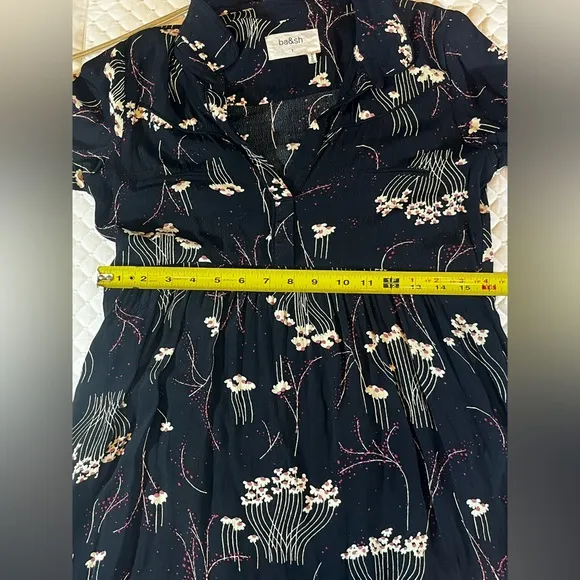 ba&amp;sh 1E18 Kyle Lady Dress noir black S 1 women US 6 floral mini 3661304965081