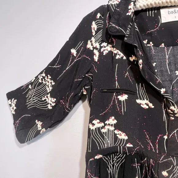 ba&amp;sh 1E18 Kyle Lady Dress noir black S 1 women US 6 floral mini 3661304965081
