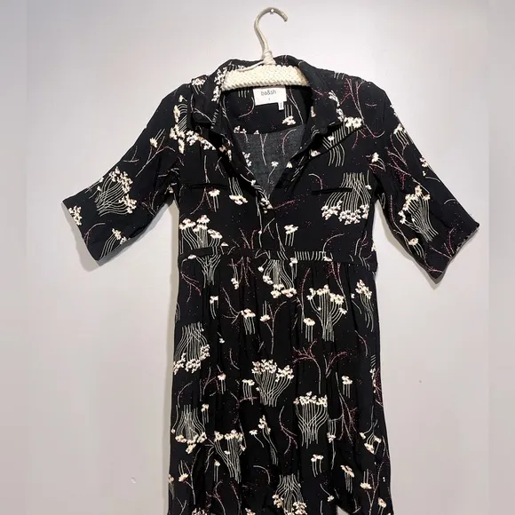 ba&amp;sh 1E18 Kyle Lady Dress noir black S 1 women US 6 floral mini 3661304965081
