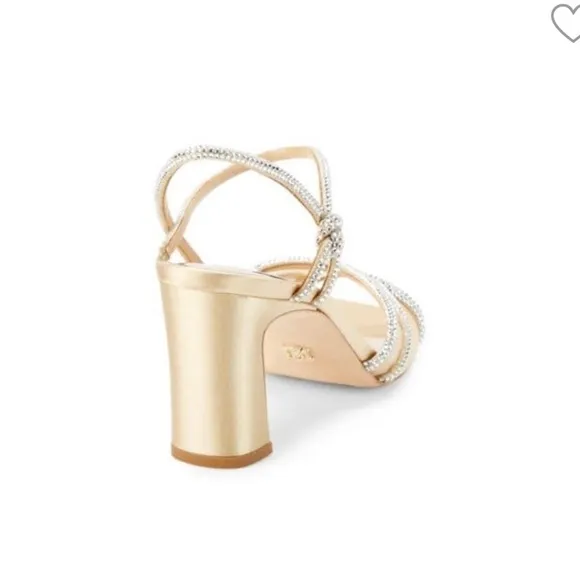 BADGLEY MISCHKA HEY BLOCK HEEL SLINGBACK SANDALS GOLD NEW 8