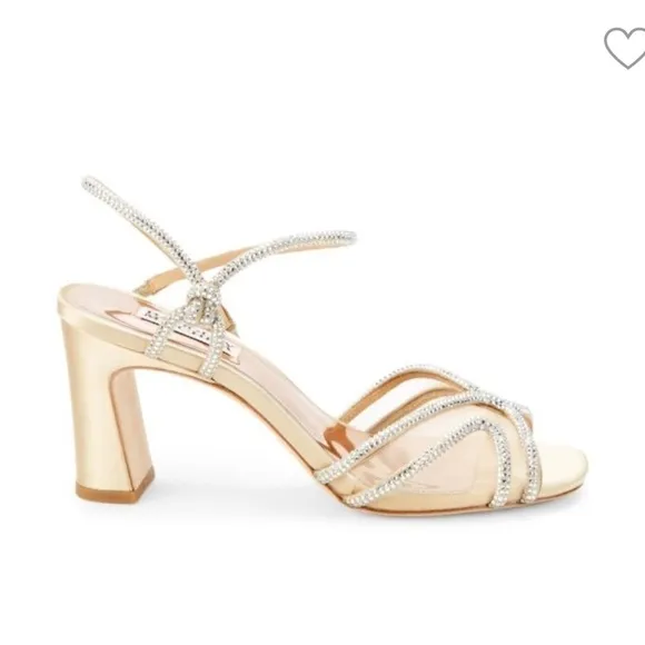 BADGLEY MISCHKA HEY BLOCK HEEL SLINGBACK SANDALS GOLD NEW 8