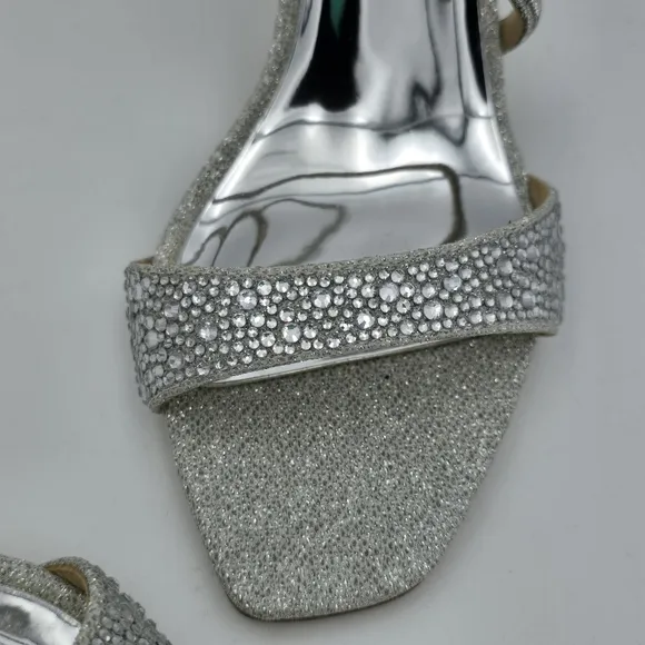 Badgley Mischka Sally Curvy Heel Stiletto Heel Sandals, Silver, Women's Size 6.5