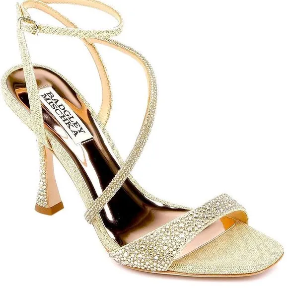 Badgley Mischka Sally Women's Rhinestone Satin Heel Sandals