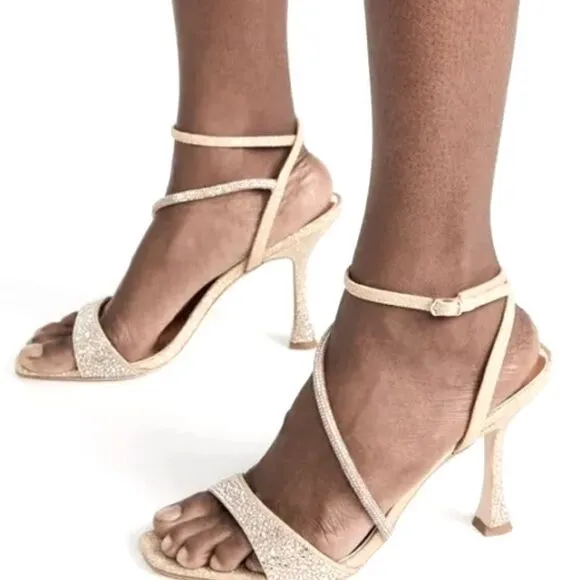 Badgley Mischka Sally Women's Rhinestone Satin Heel Sandals
