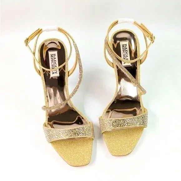 Badgley Mischka Sally Women's Rhinestone Satin Heel Sandals