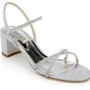 Badgley Mischka Silver Block Heel Sandals