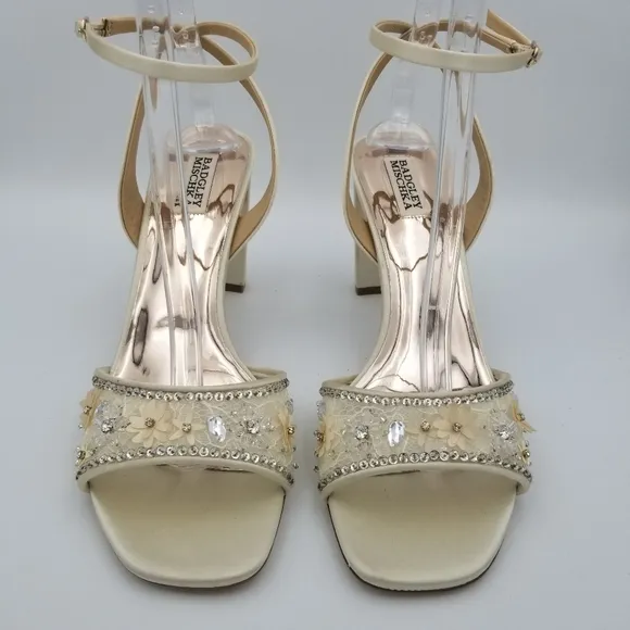 Badgley Mischka Tayten Block Heel Sandals, Ivory, Women's Size 11