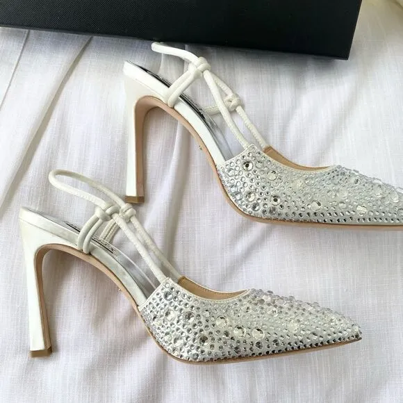 Badgley MischkaWomen's Maine Pointed Toe Embellished Slingback High Heel Pumps