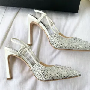 Badgley MischkaWomen's Maine Pointed Toe Embellished Slingback High Heel Pumps