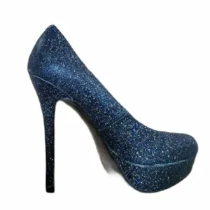 BAKERS MELINA BLACK GLITTER PLATFORM SHOES