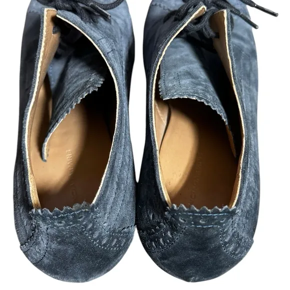 BALENCIAGA WOMENS WEDGE BOOTIES BLUE SUEDE 38.5