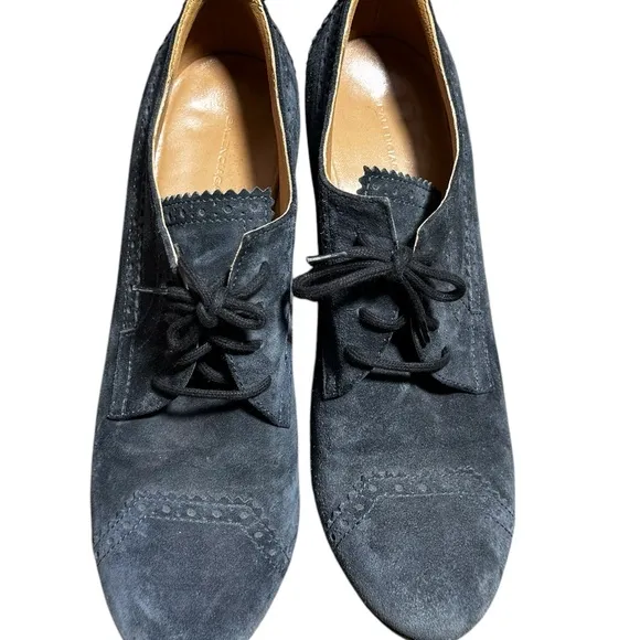 BALENCIAGA WOMENS WEDGE BOOTIES BLUE SUEDE 38.5