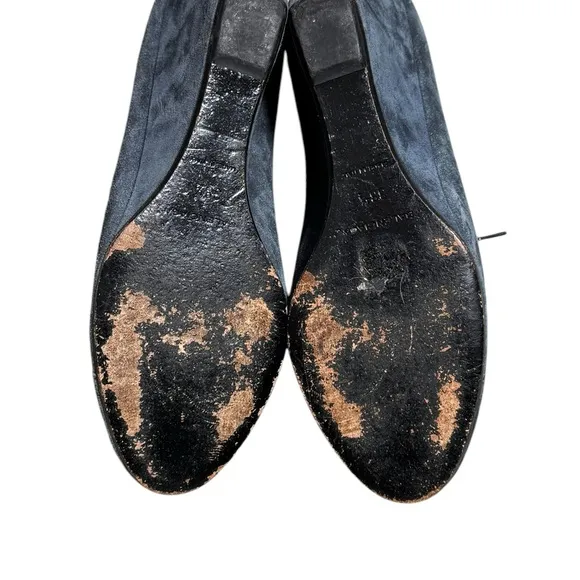 BALENCIAGA WOMENS WEDGE BOOTIES BLUE SUEDE 38.5