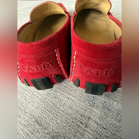 Bally Men's Red Suede Loafers