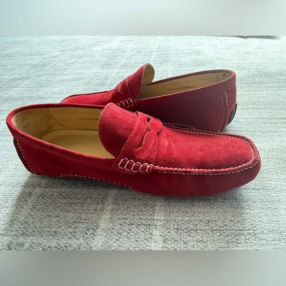Bally Men's Red Suede Loafers