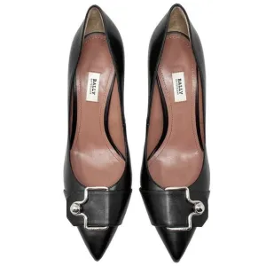 Bally Shoes Hirina 90mm Silver Hardware Black Leather Pointed Toe Pumps