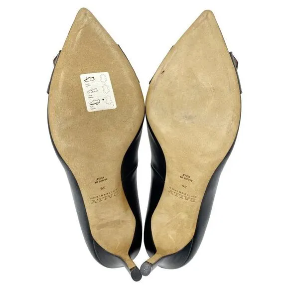 Bally Shoes Hirina 90mm Silver Hardware Black Leather Pointed Toe Pumps