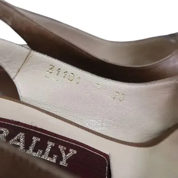 Bally Shoes Womens 7 Slingback Pump Peep Toe Heels Leather Fashion Classic Retro