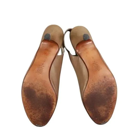 Bally Shoes Womens 7 Slingback Pump Peep Toe Heels Leather Fashion Classic Retro