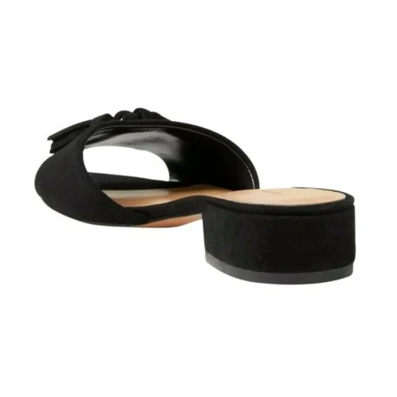 Banana Republic Black Low Heel Tassel Slide Suede Sandal Sz. 8.5