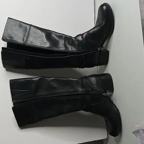 Bandolino  BD - BAYA - Tall Leather Boots w/Buckle Detail- Black - size 6M