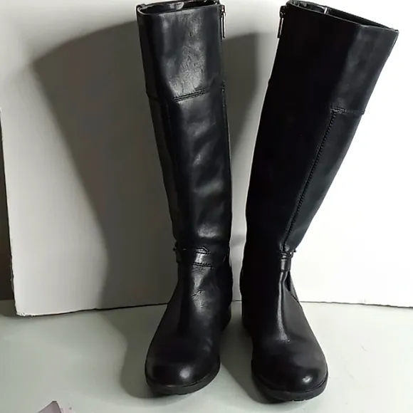 Bandolino  BD - BAYA - Tall Leather Boots w/Buckle Detail- Black - size 6M