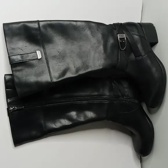 Bandolino  BD - BAYA - Tall Leather Boots w/Buckle Detail- Black - size 6M