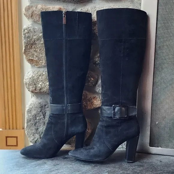 Bandolino BDellura Black Suede Knee High Boots Size 6M