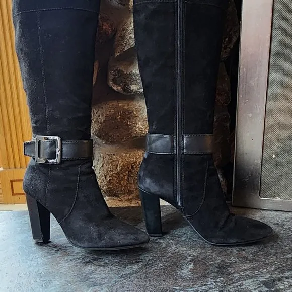 Bandolino BDellura Black Suede Knee High Boots Size 6M