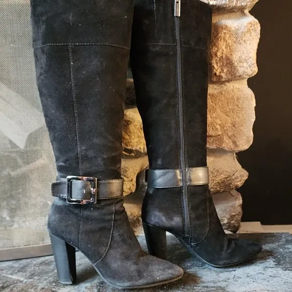 Bandolino BDellura Black Suede Knee High Boots Size 6M