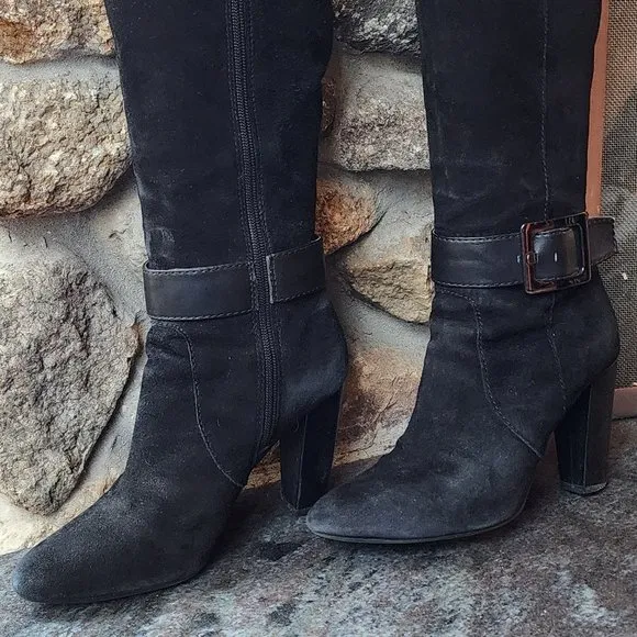 Bandolino BDellura Black Suede Knee High Boots Size 6M
