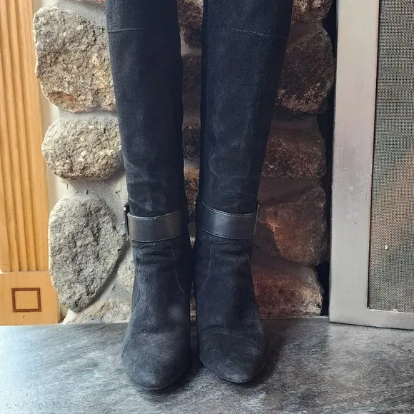 Bandolino BDellura Black Suede Knee High Boots Size 6M
