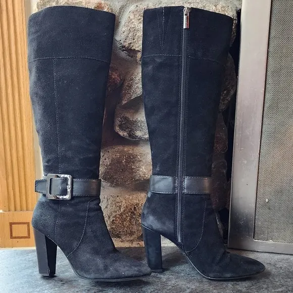 Bandolino BDellura Black Suede Knee High Boots Size 6M