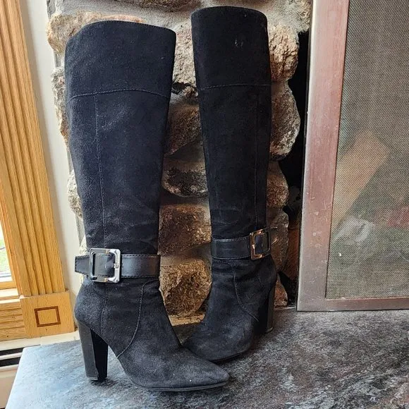 Bandolino BDellura Black Suede Knee High Boots Size 6M