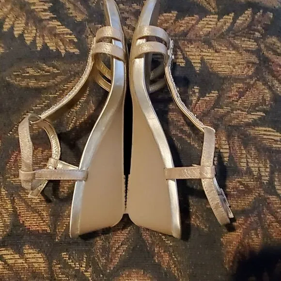 Bandolino Bohettie Gold Wedge Sandals