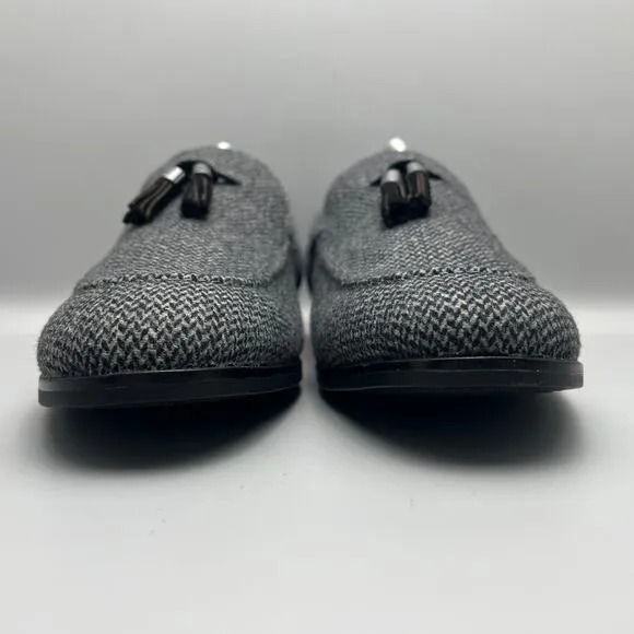 Bar III Kingston Tweed Grey Black Fabric Leather Upper Tassel Loafer Mens 9M