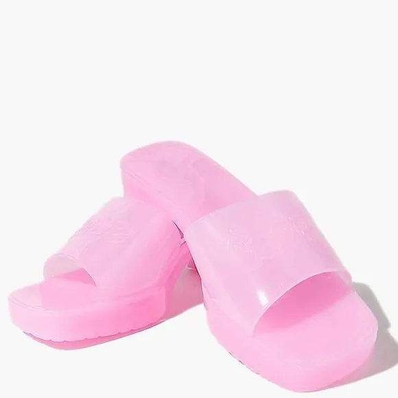 Barbie x Forever 21 Womens Size 10 Pink Platform Jelly Slides Sandals Y2K