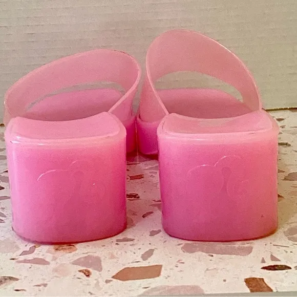 Barbie x Forever 21 Womens Size 10 Pink Platform Jelly Slides Sandals Y2K
