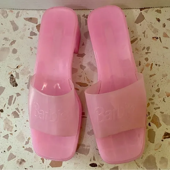 Barbie x Forever 21 Womens Size 10 Pink Platform Jelly Slides Sandals Y2K