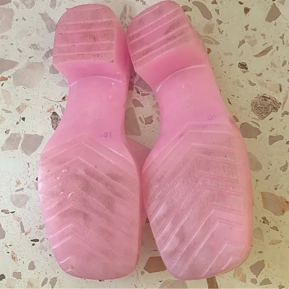 Barbie x Forever 21 Womens Size 10 Pink Platform Jelly Slides Sandals Y2K