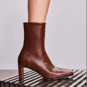 Bared Kingfisher Golden Tan Leather Heeled Boots